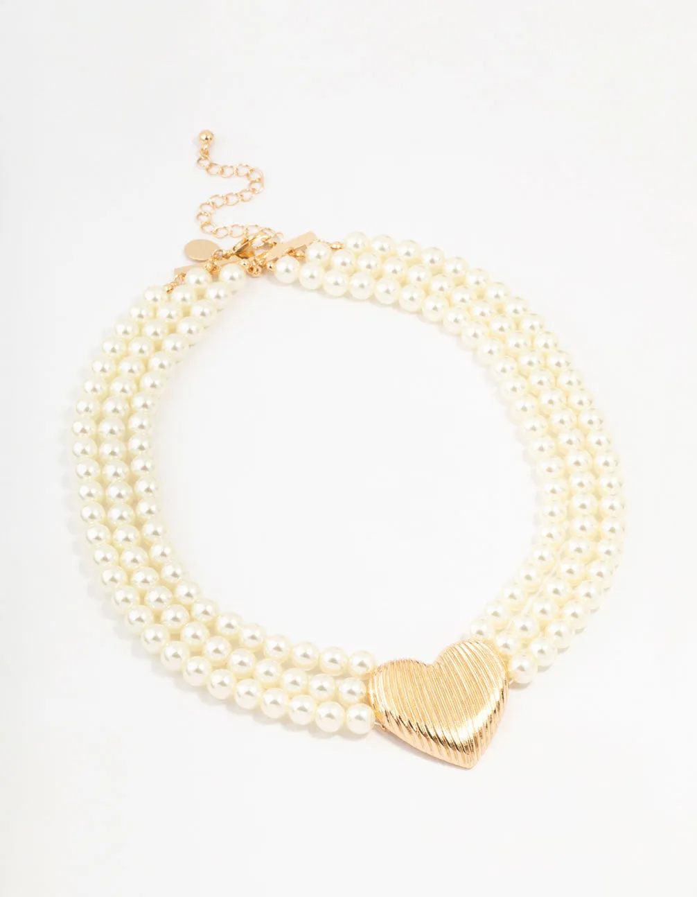 Acrylic Pearl Heart Pendant Necklace