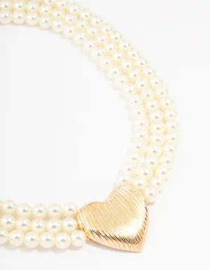 Acrylic Pearl Heart Pendant Necklace