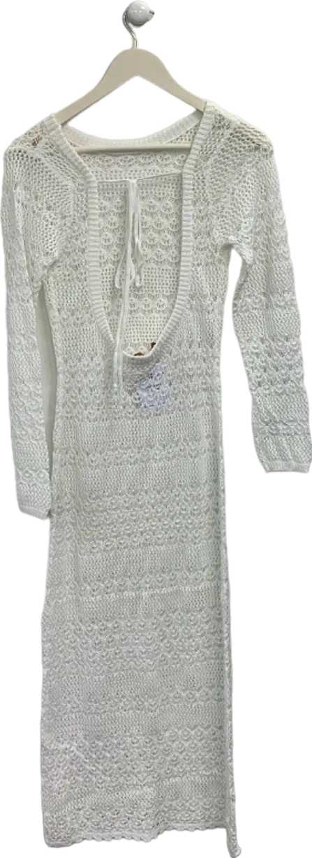 AlwaysOnHoliday White Crochet Knit Swim Cover Up M