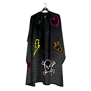 Barber Flow Graffiti Cape - Black