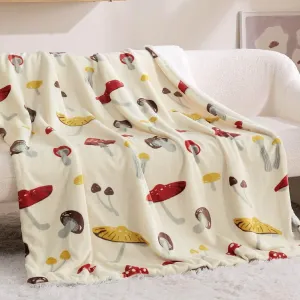 Bedsure Printed Throw Sherpa Blanket mushroom