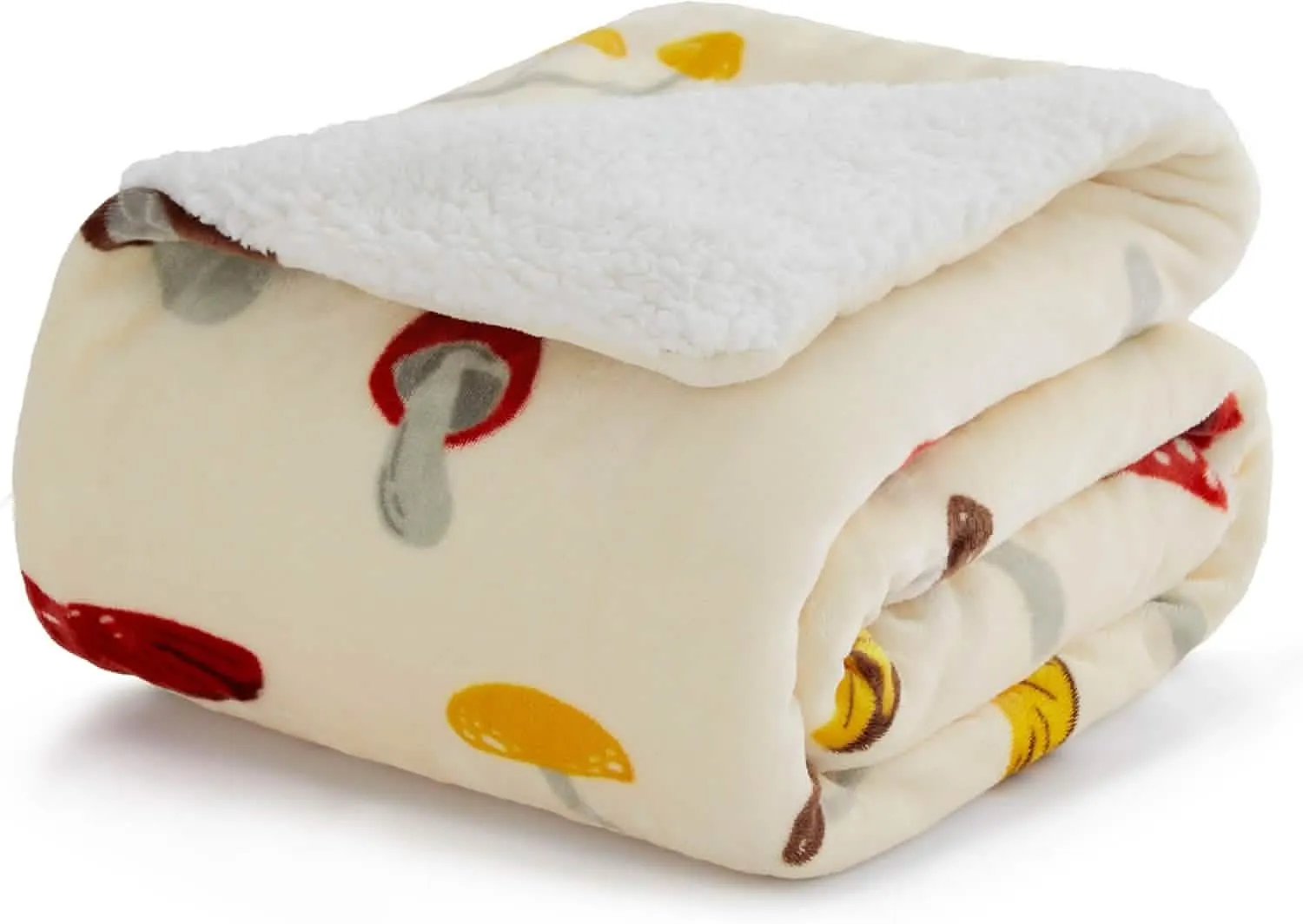 Bedsure Printed Throw Sherpa Blanket mushroom