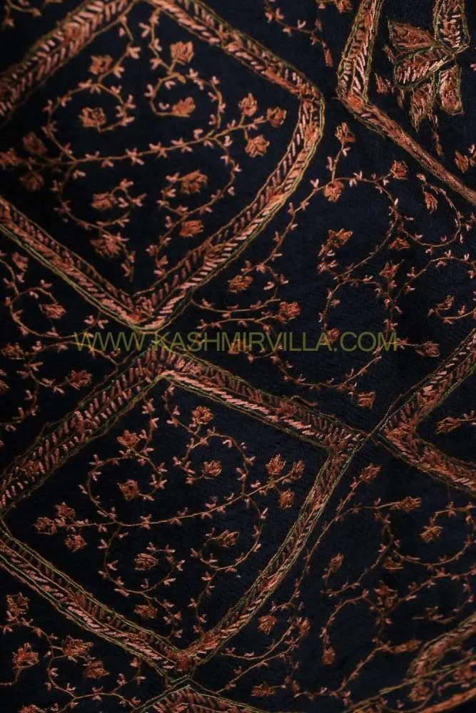 Black Colour Base With Attractive Sozni Embroidered Jaal Looks Elegant With Luxurious warmth.