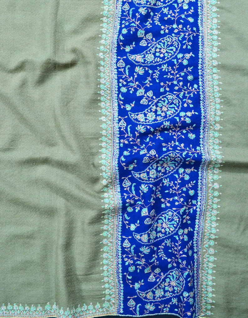 Blue and Grey Embroidery Pashmina Shawl 7133