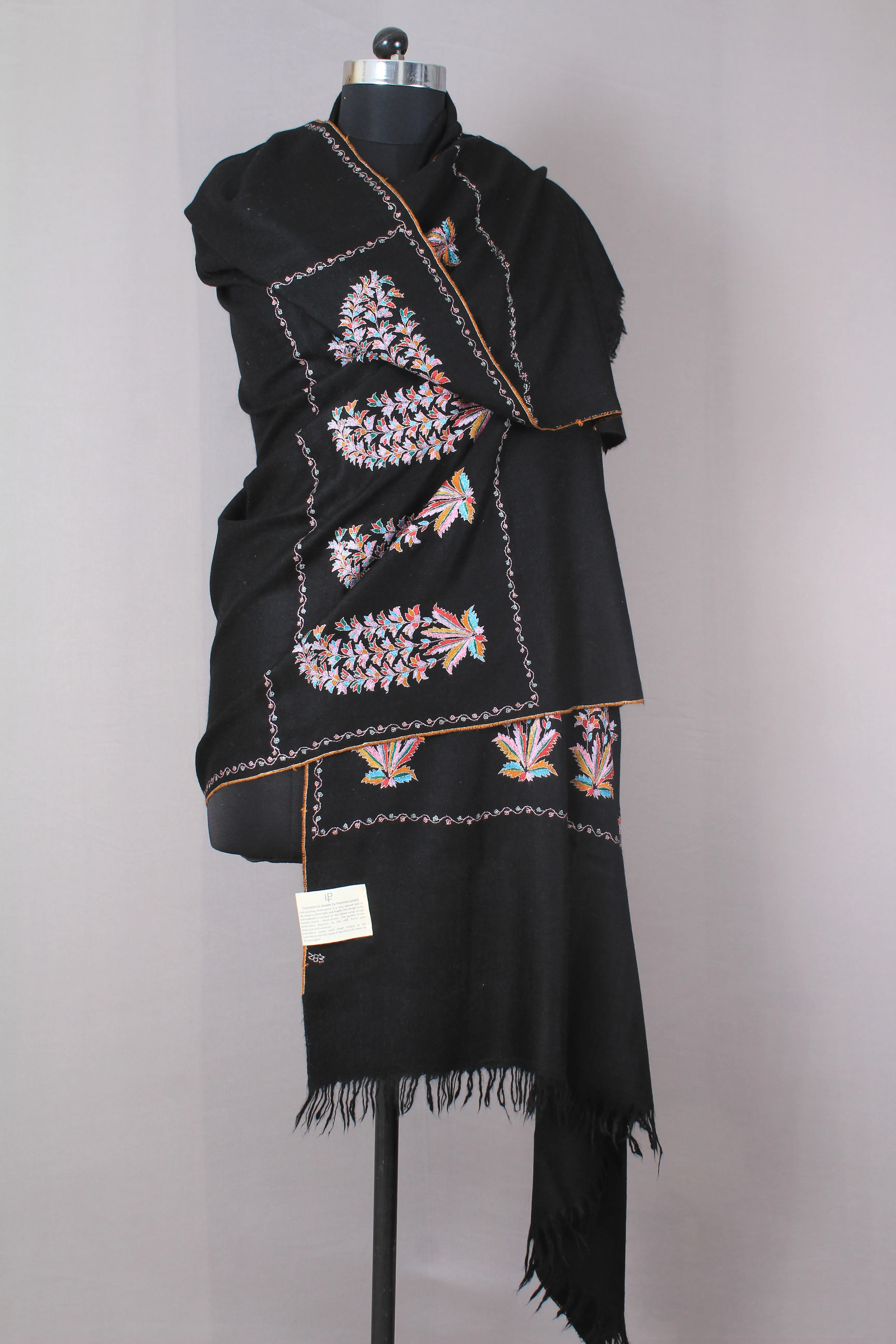 Dwight Obsidian Black Paldar Pashmina Shawl