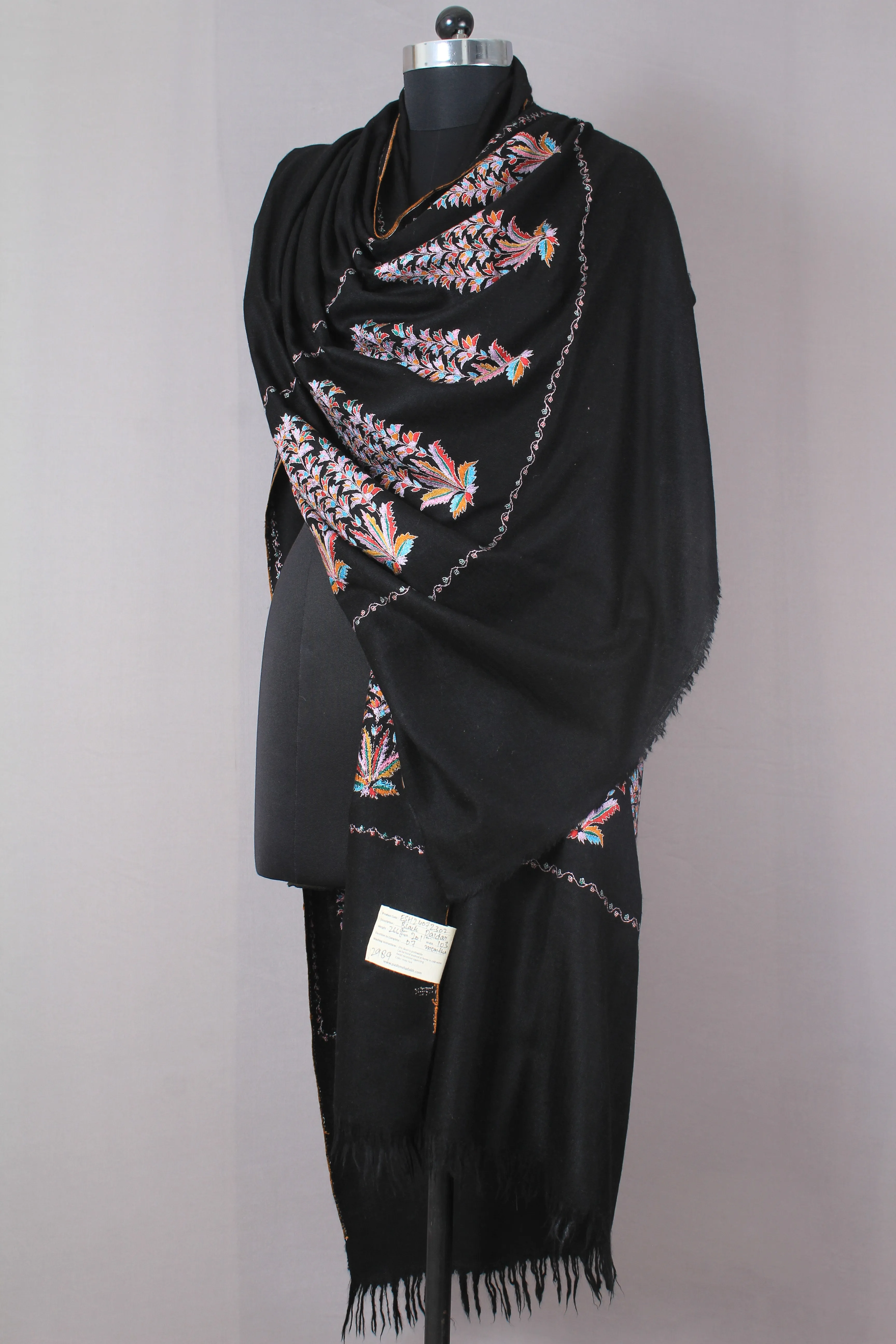 Dwight Obsidian Black Paldar Pashmina Shawl