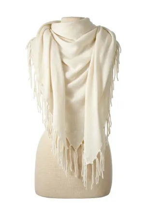 Fringed Triangle Wrap - Ivory