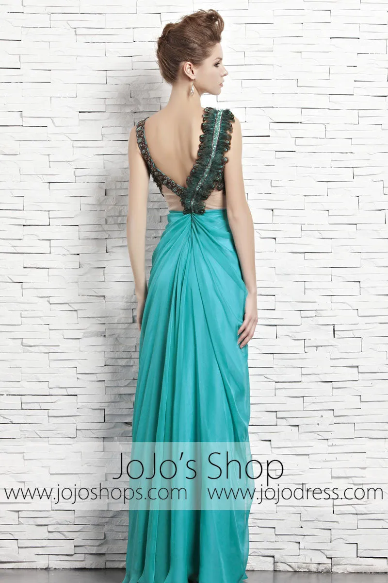 Grecian Green Teal V Neck Venus Classy Stylish Evening Formal Dress CX881566