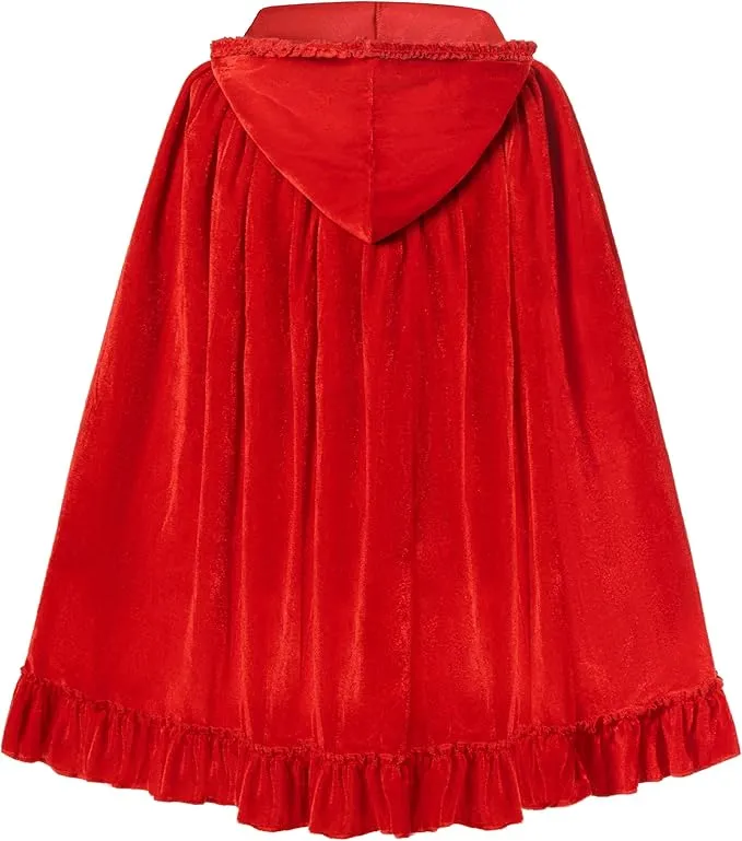 Halloween Floral Red Riding Hood Cape for Adult Women