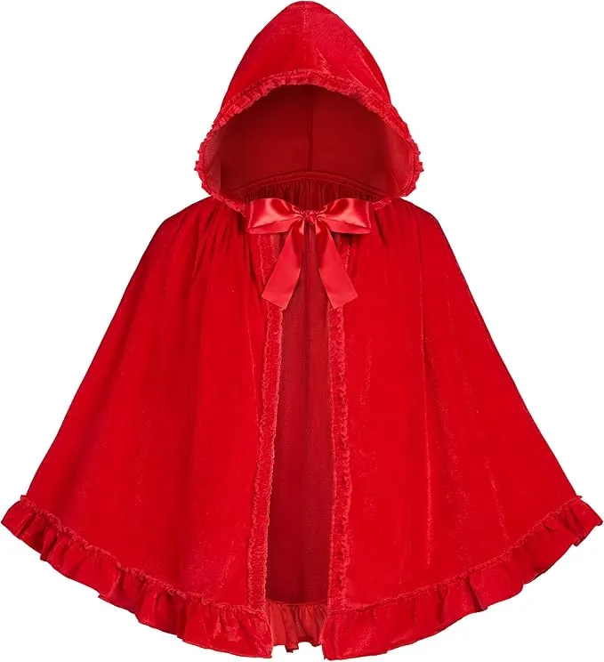 Halloween Floral Red Riding Hood Cape for Adult Women