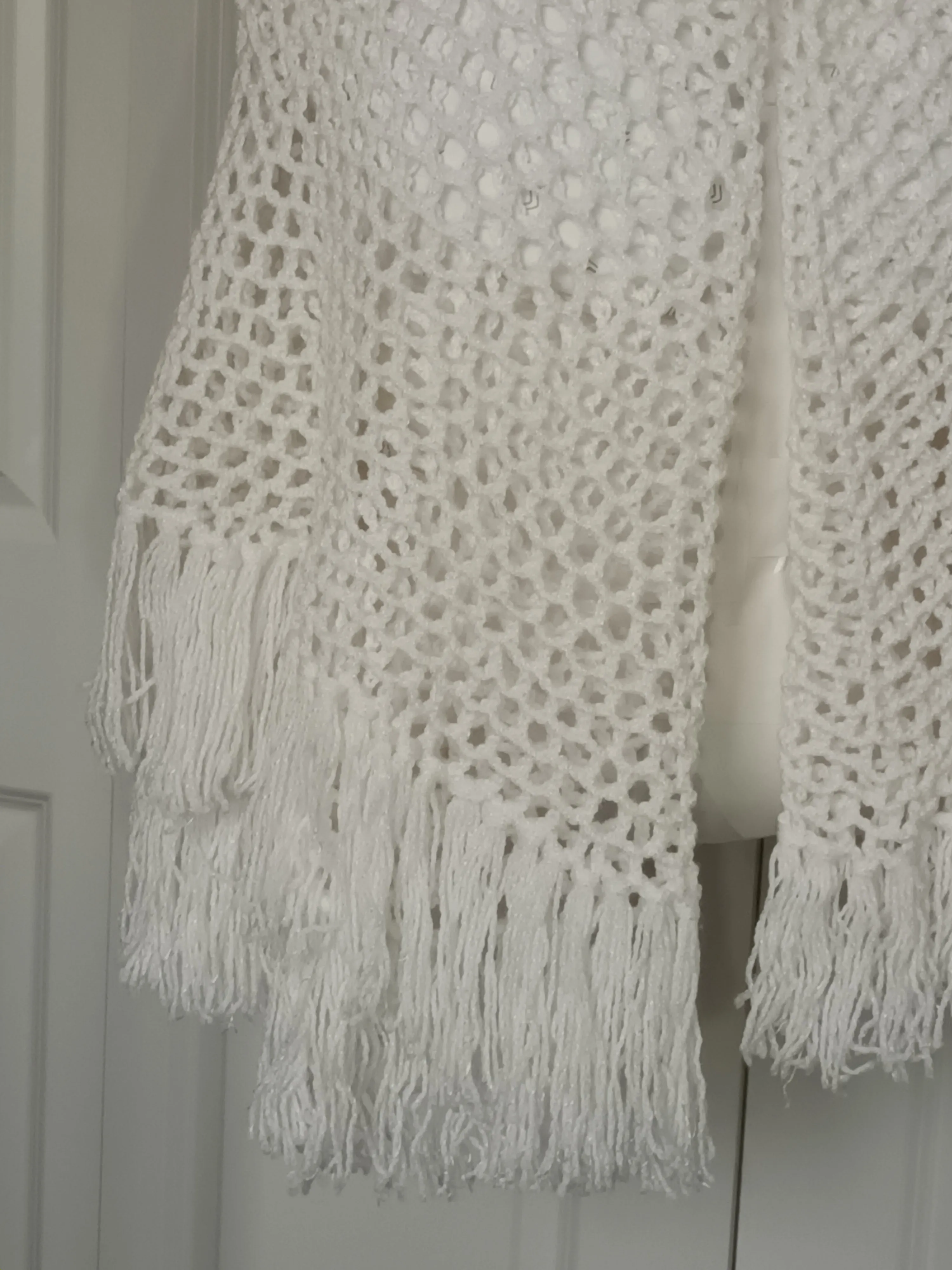 Handmade Crochet White Double Shawl