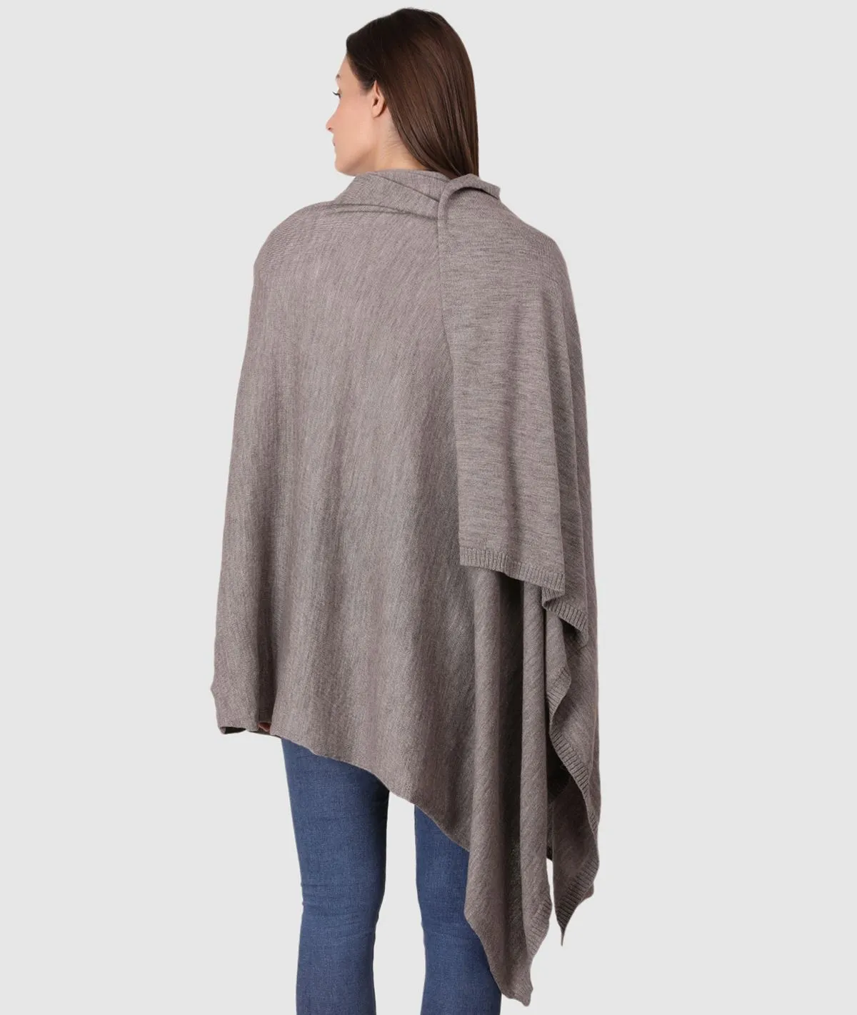 Jersey Knit 100% Merino Wool Shawl (Fawn Melange)