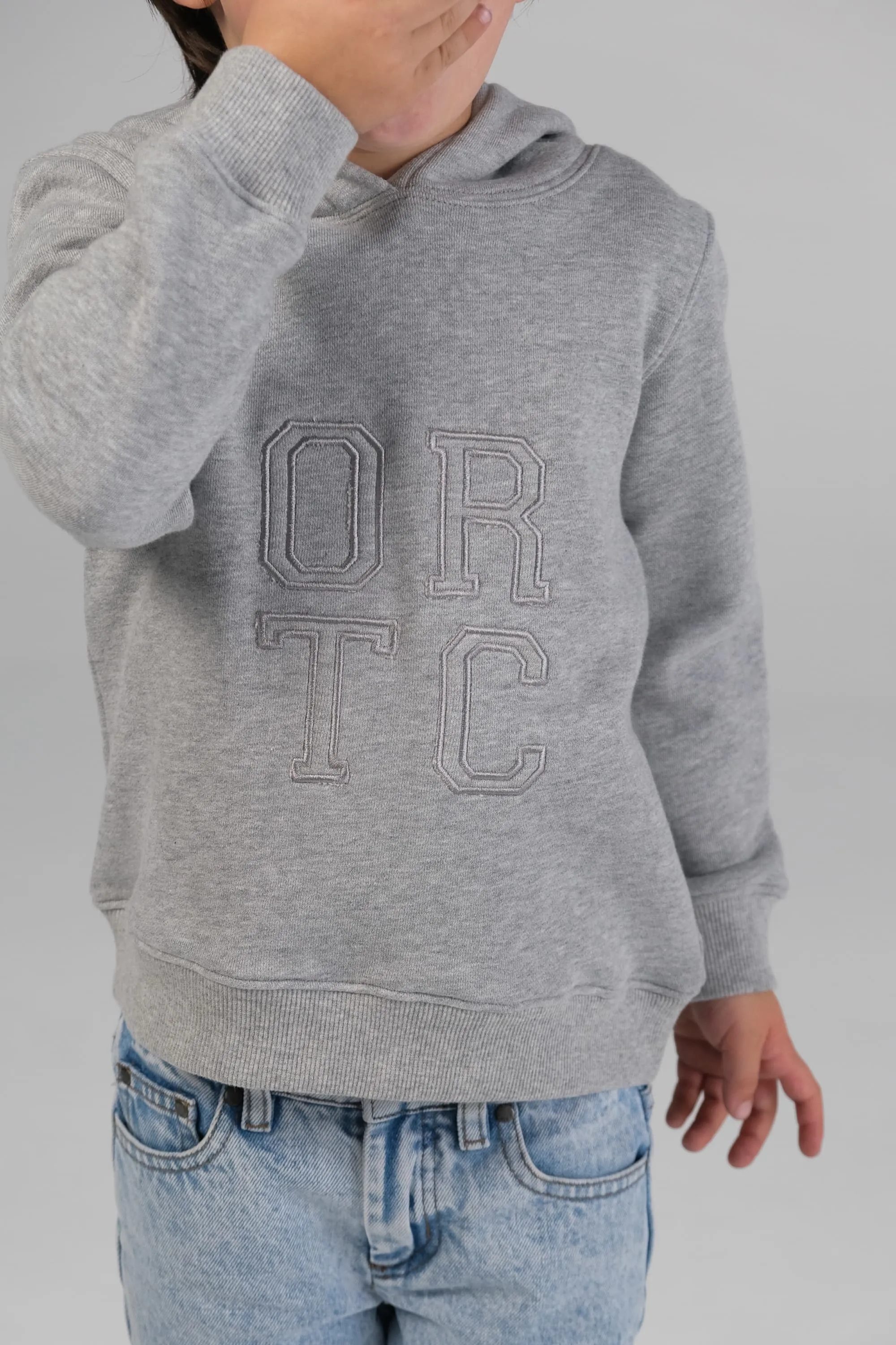 Jnr Stacked Logo Hoodie Grey Marle