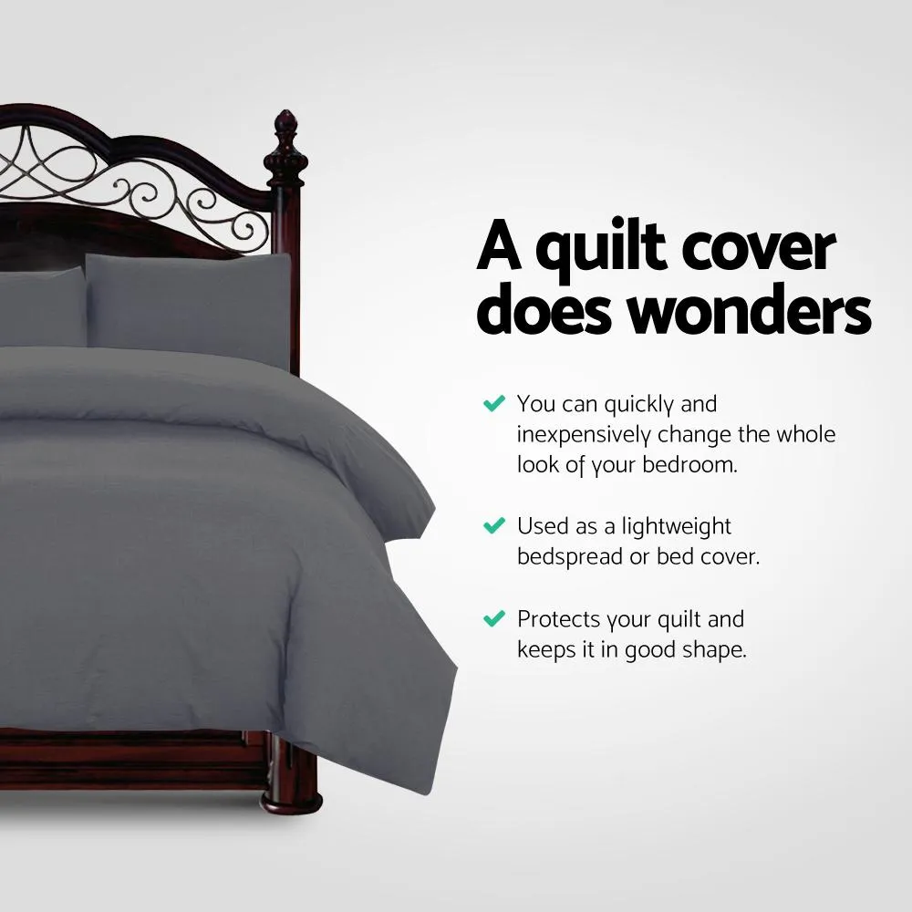 King Size Classic Quilt Cover Set - Charcoal