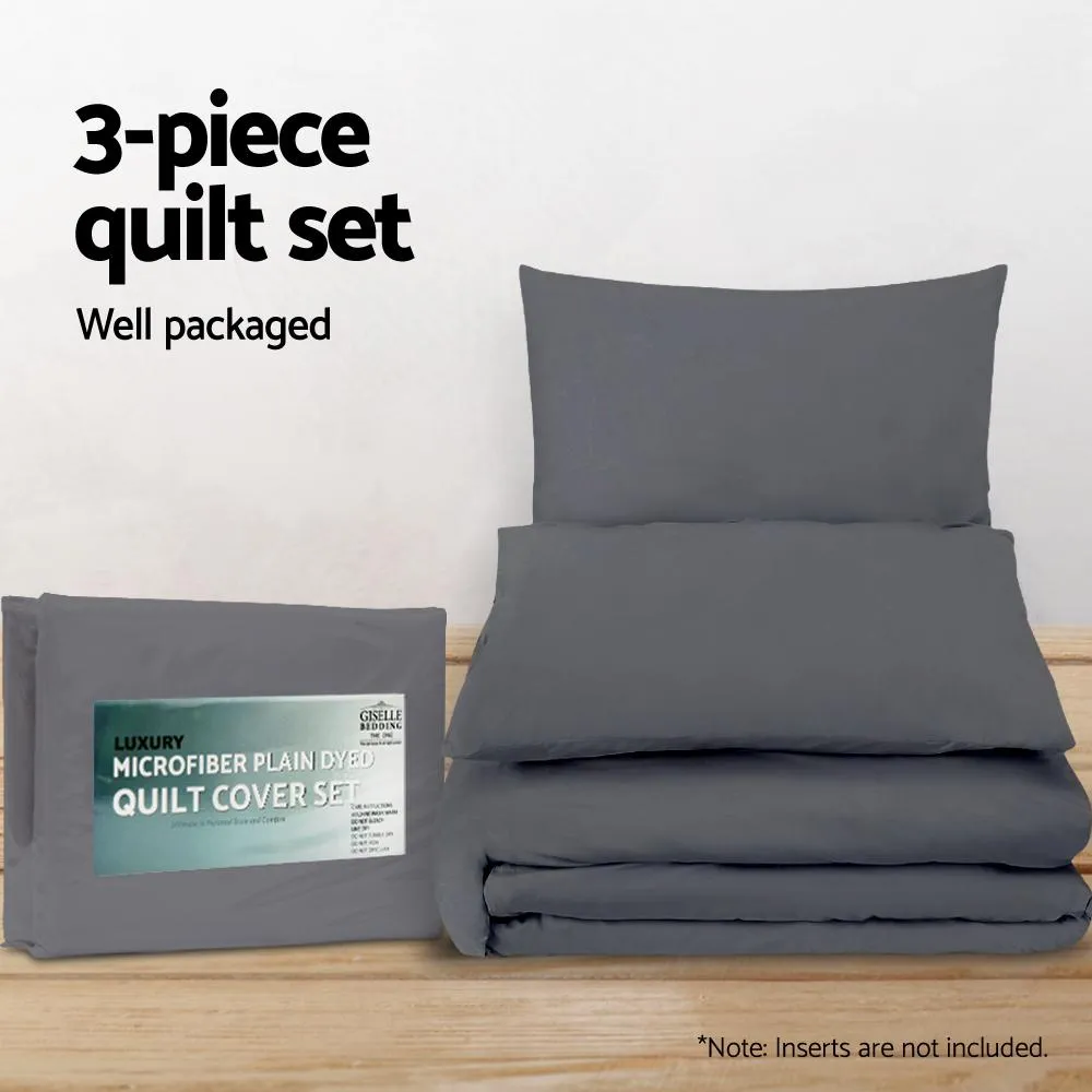 King Size Classic Quilt Cover Set - Charcoal