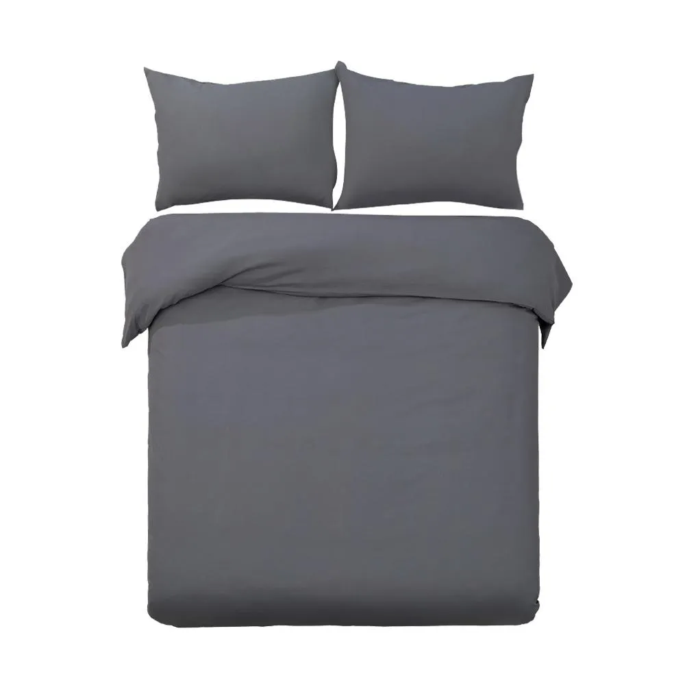 King Size Classic Quilt Cover Set - Charcoal