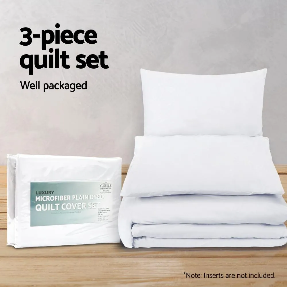 King Size Classic Quilt Cover Set - White