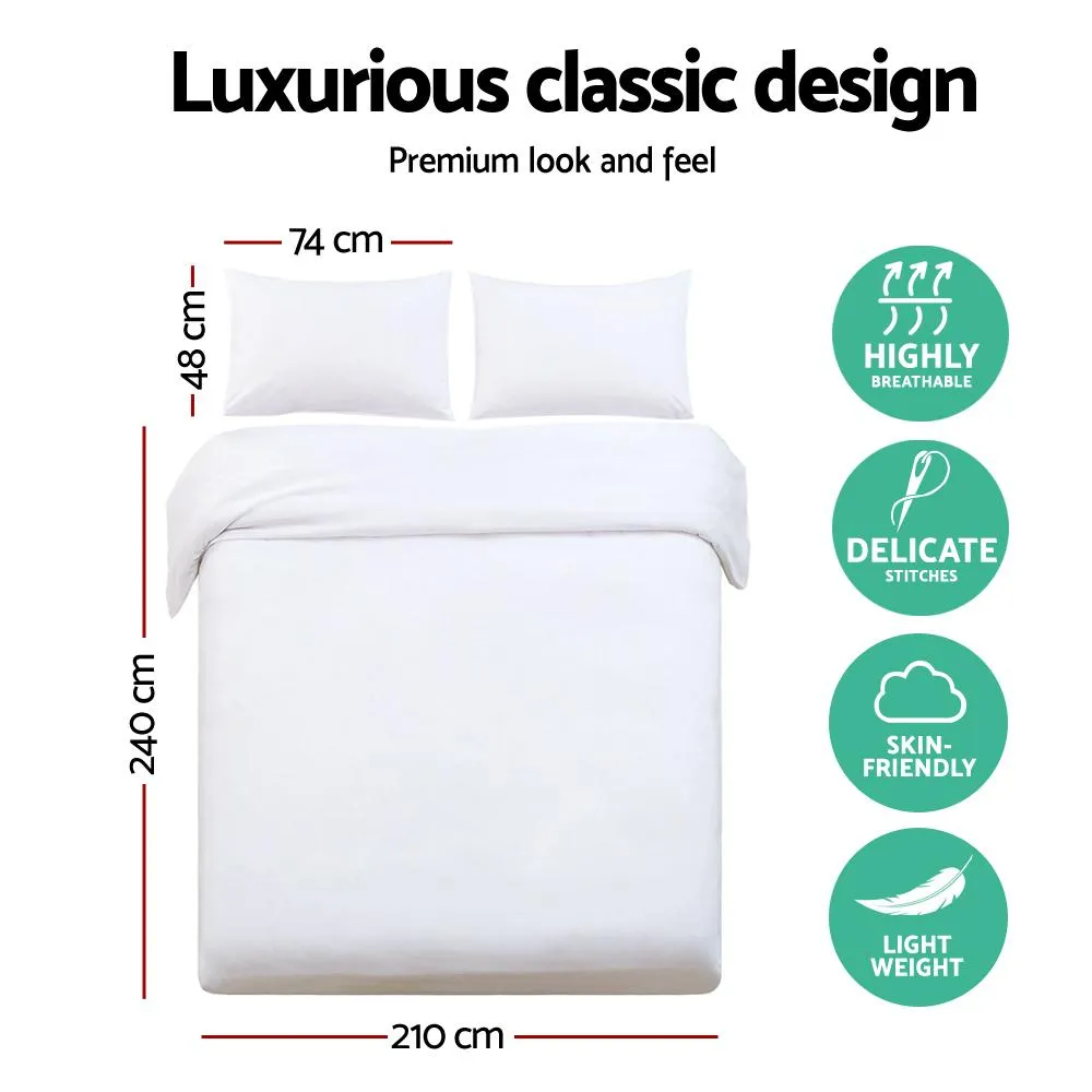 King Size Classic Quilt Cover Set - White