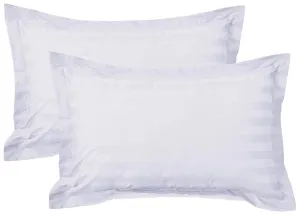 Kuber Industries 2 Pieces Cotton Luxurious Pillow Cover|Ultra Soft Satin Striped Pillow Case|Breathable & Wrinkle Free|Pack of 2 (White)-CTKTC040309, 200 TC