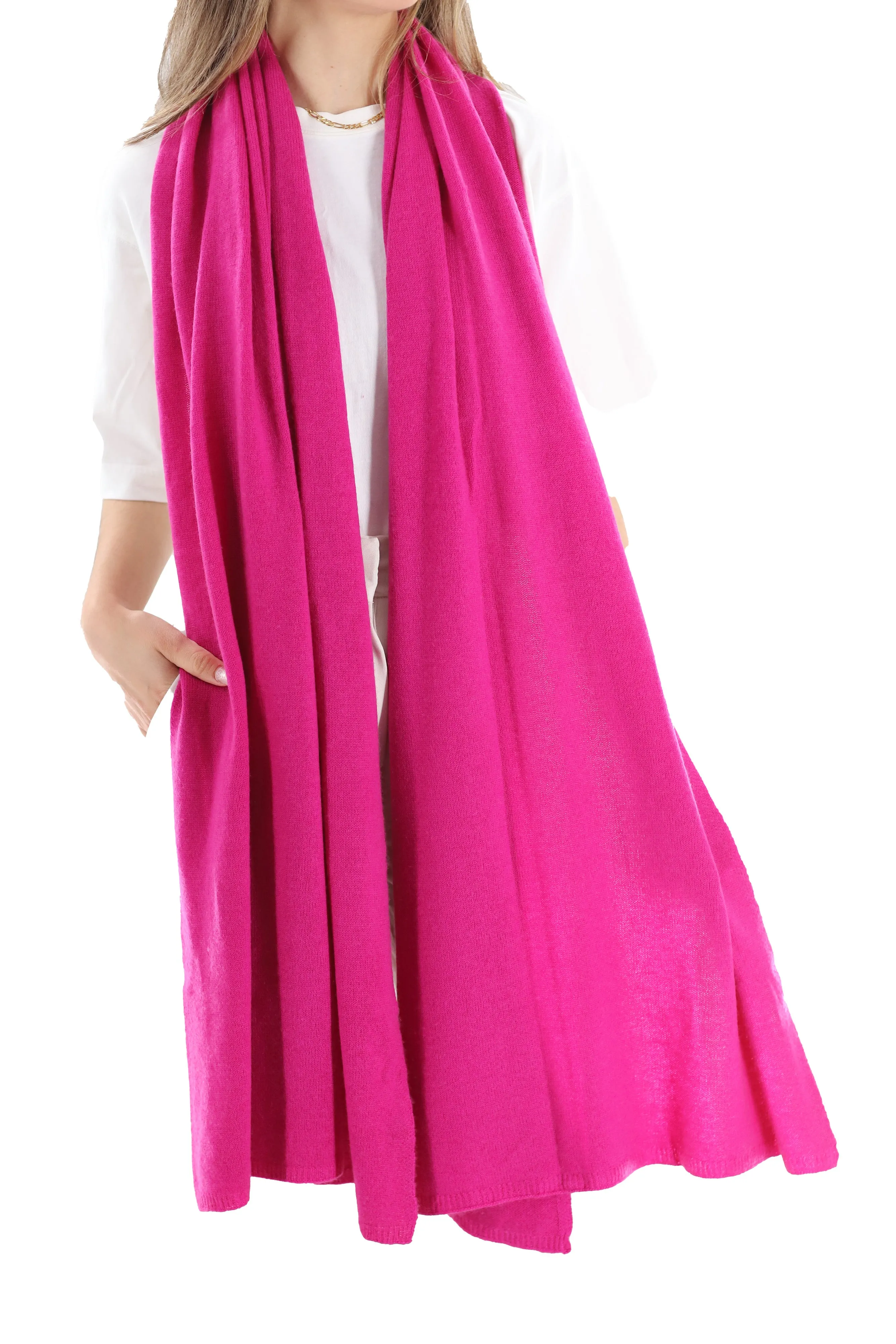 La Fiorentina SUPER SOFT Cashmere Blend Knit Shawl - Magenta