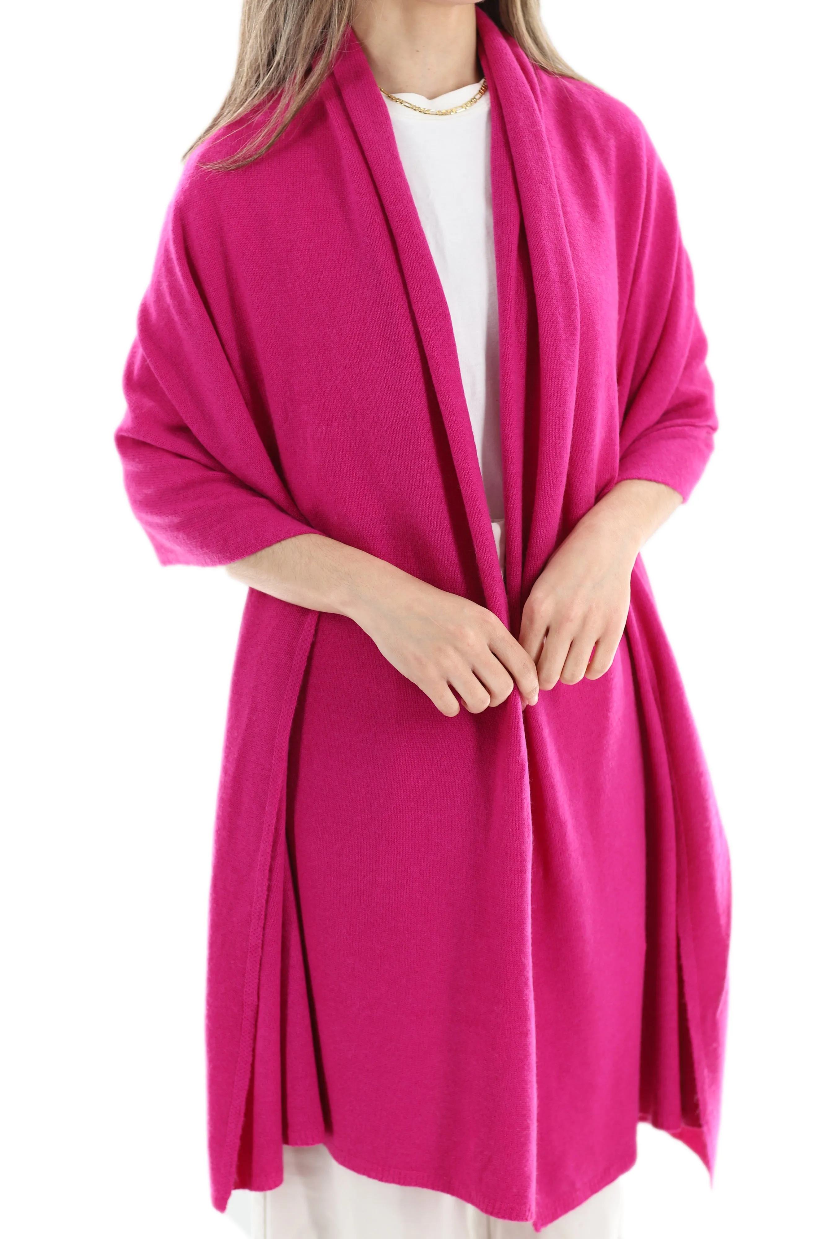 La Fiorentina SUPER SOFT Cashmere Blend Knit Shawl - Magenta