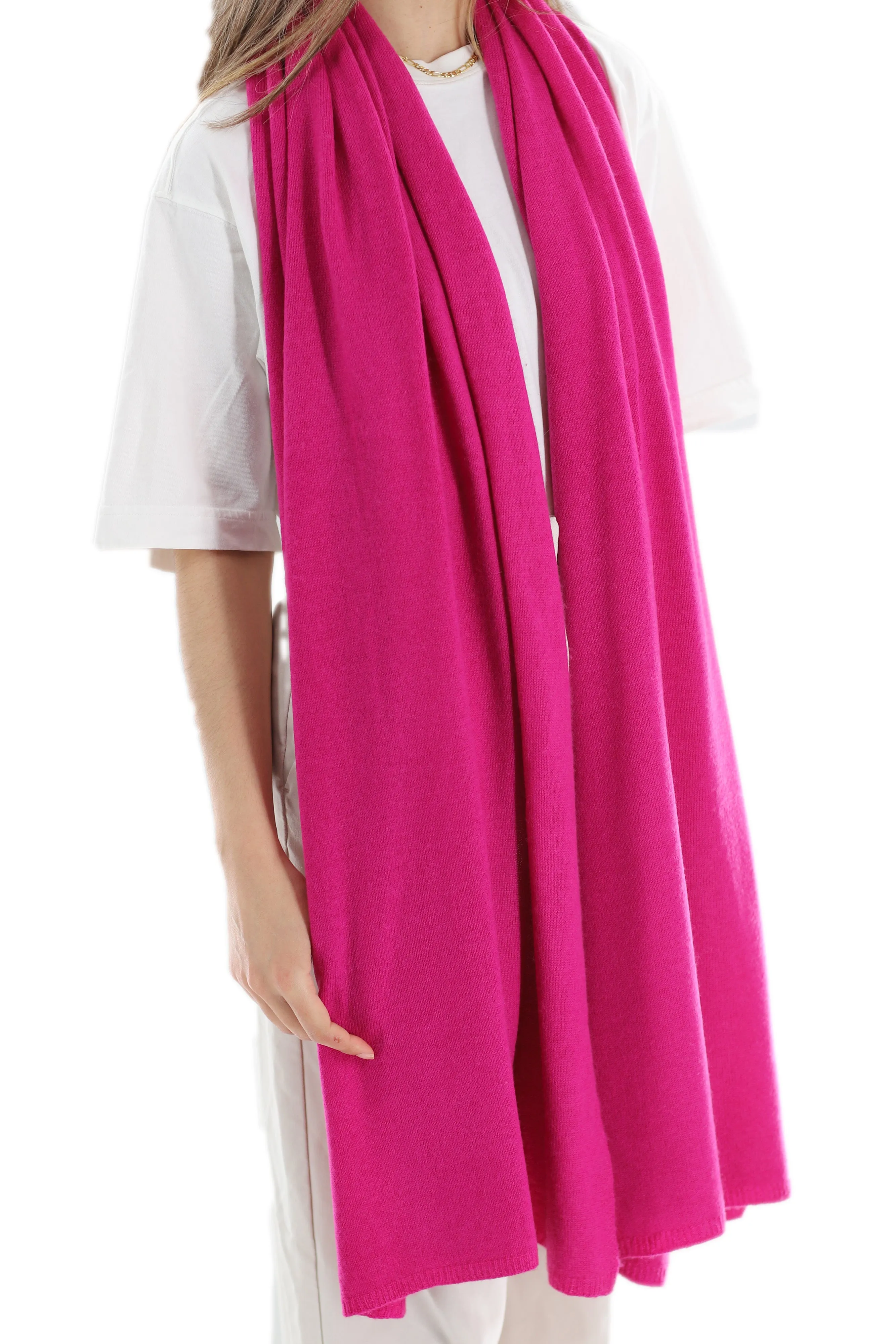 La Fiorentina SUPER SOFT Cashmere Blend Knit Shawl - Magenta