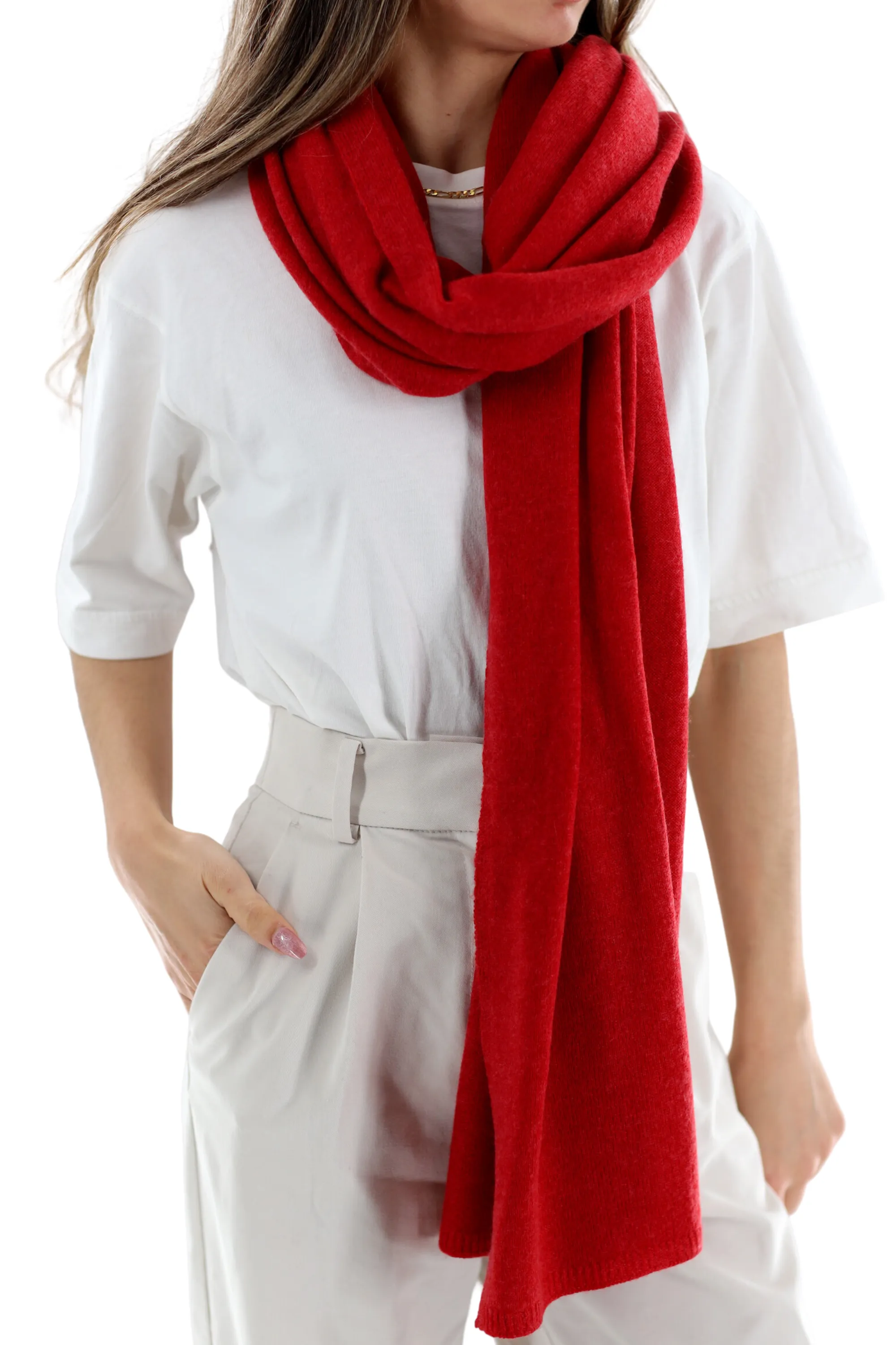 La Fiorentina SUPER SOFT Cashmere Blend Knit Shawl - Red