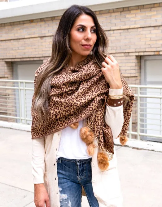 Leopard Pom Scarf