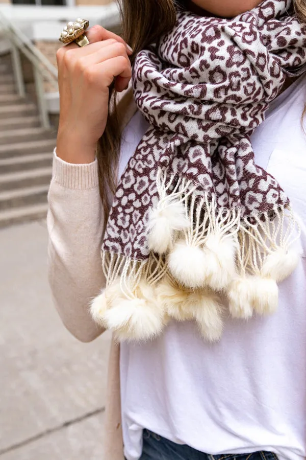 Leopard Pom Scarf