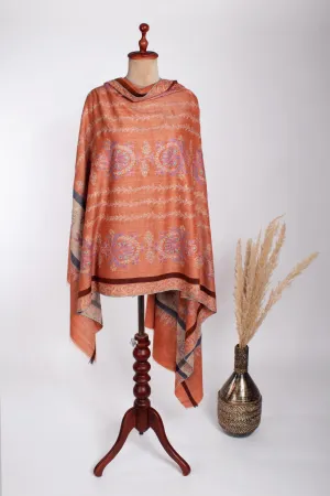 Orange Hand Sozni Embroidery Pashmina Shawl - WYCOMBE