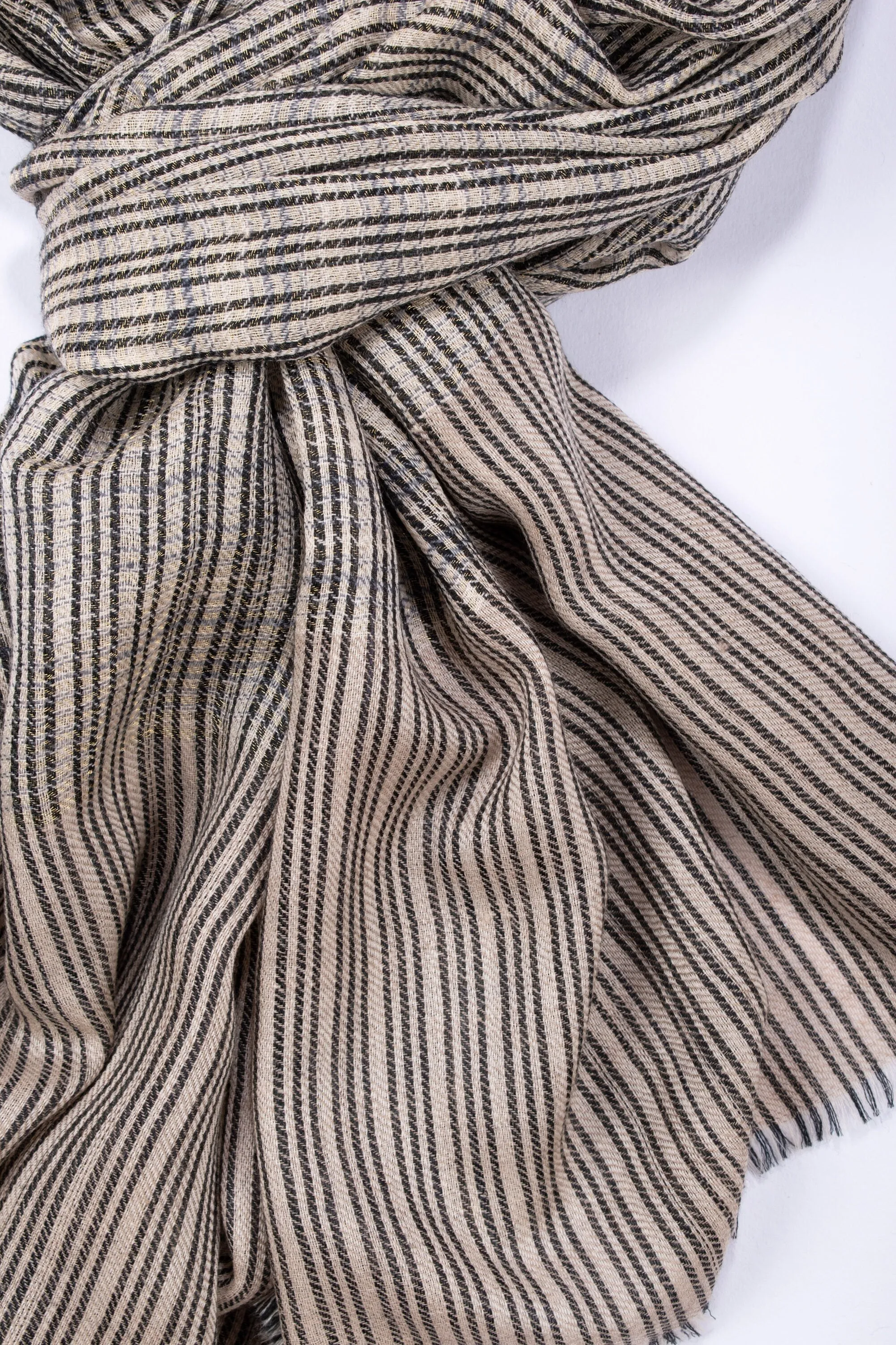 Small Stripes Pashmina Wraps, Stylish Cashmere Scarves, Slow Fashion, Boho Clothing, Gifting Ideas, Super Soft Shawls, 28x80" - LORETTA