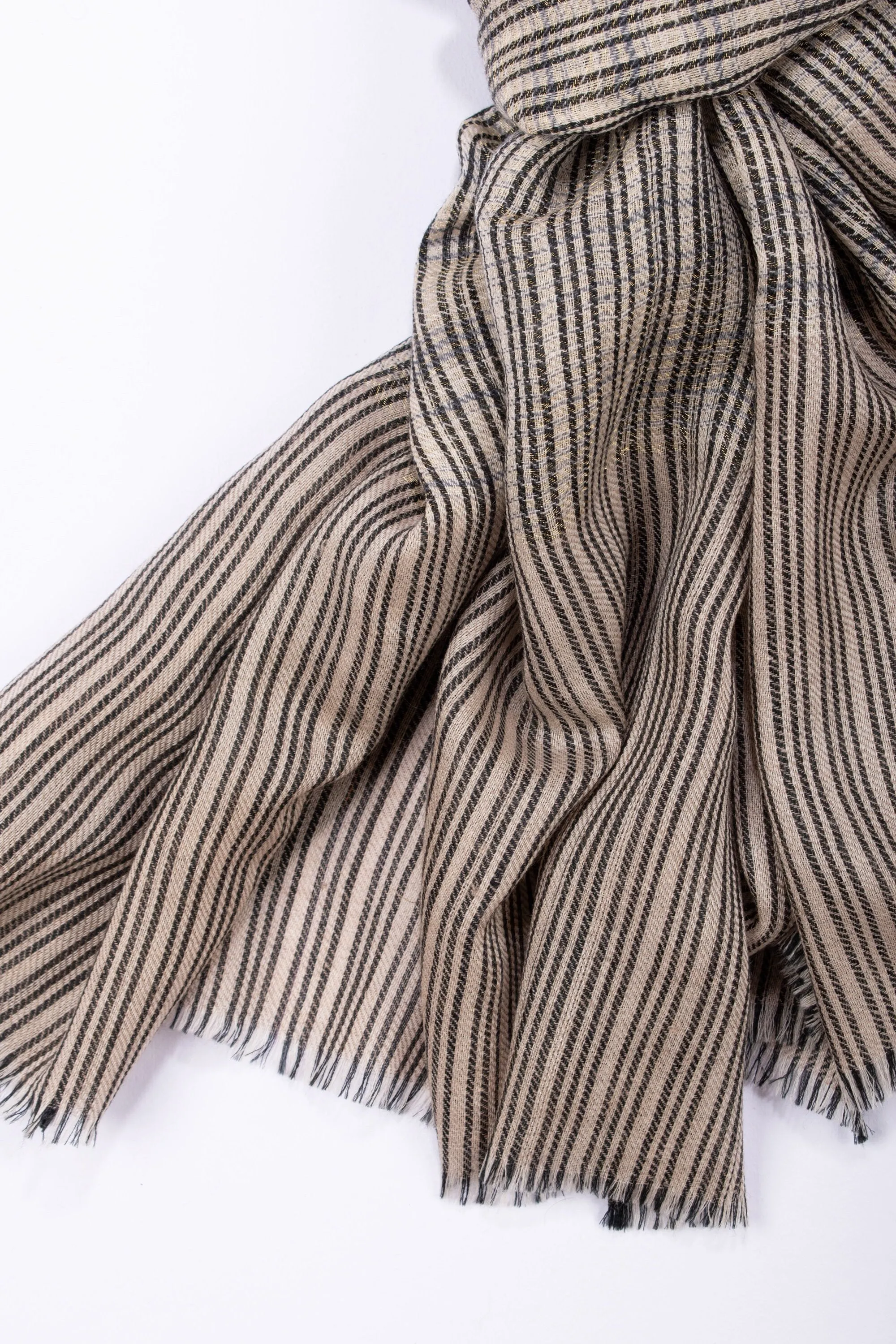 Small Stripes Pashmina Wraps, Stylish Cashmere Scarves, Slow Fashion, Boho Clothing, Gifting Ideas, Super Soft Shawls, 28x80" - LORETTA