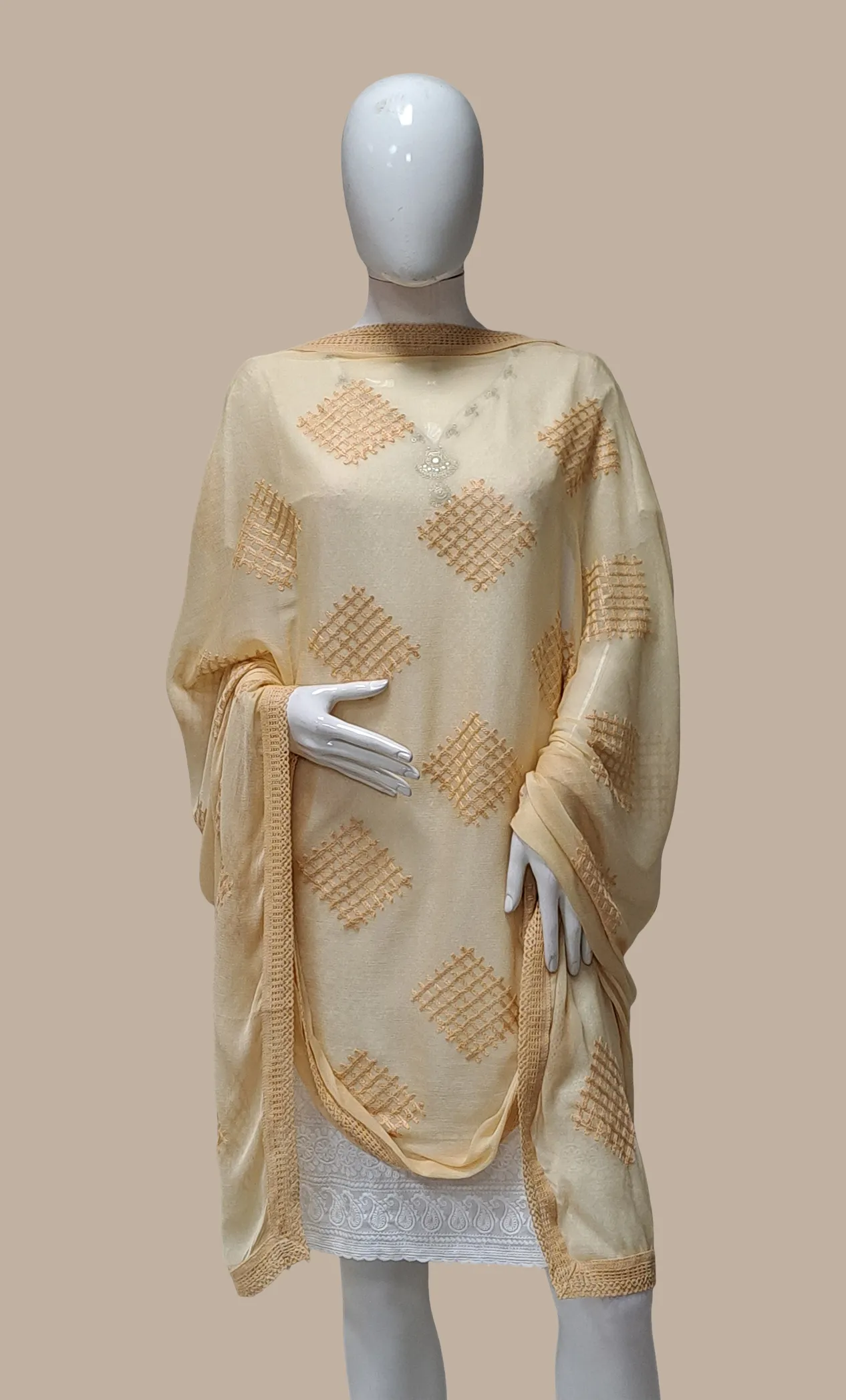 Soft Beige Embroidered Dupatta