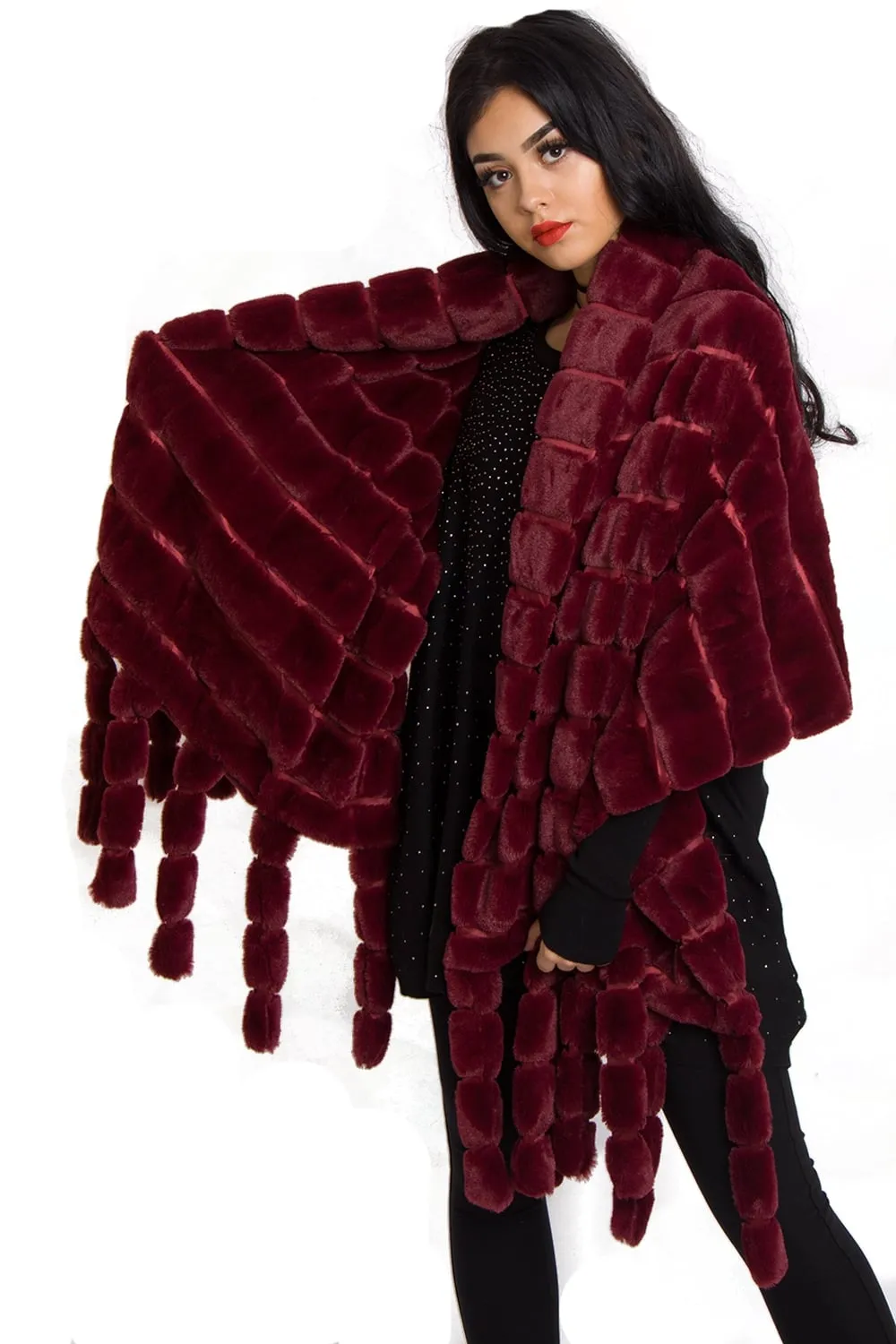 Soft Faux Fur Shawl Poncho