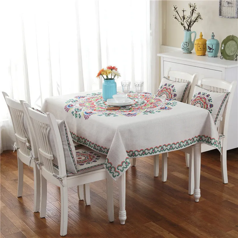 Stylish Water Resistant Tablecloth with Cushion Pillow Cover Set