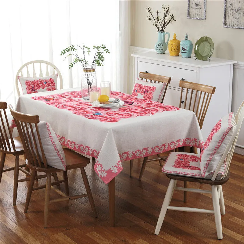 Stylish Water Resistant Tablecloth with Cushion Pillow Cover Set