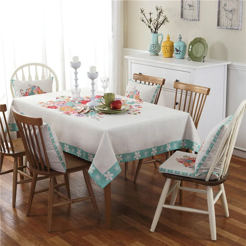 Stylish Water Resistant Tablecloth with Cushion Pillow Cover Set