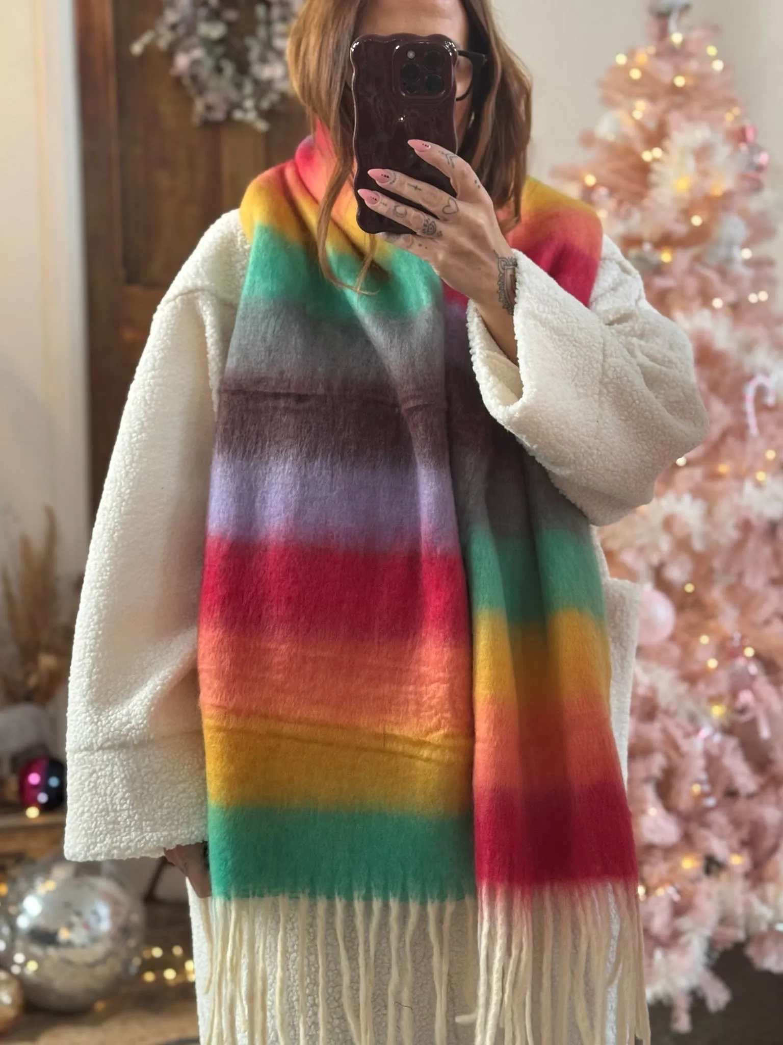 Super Soft Rainbow Bright Fluffy Scarf