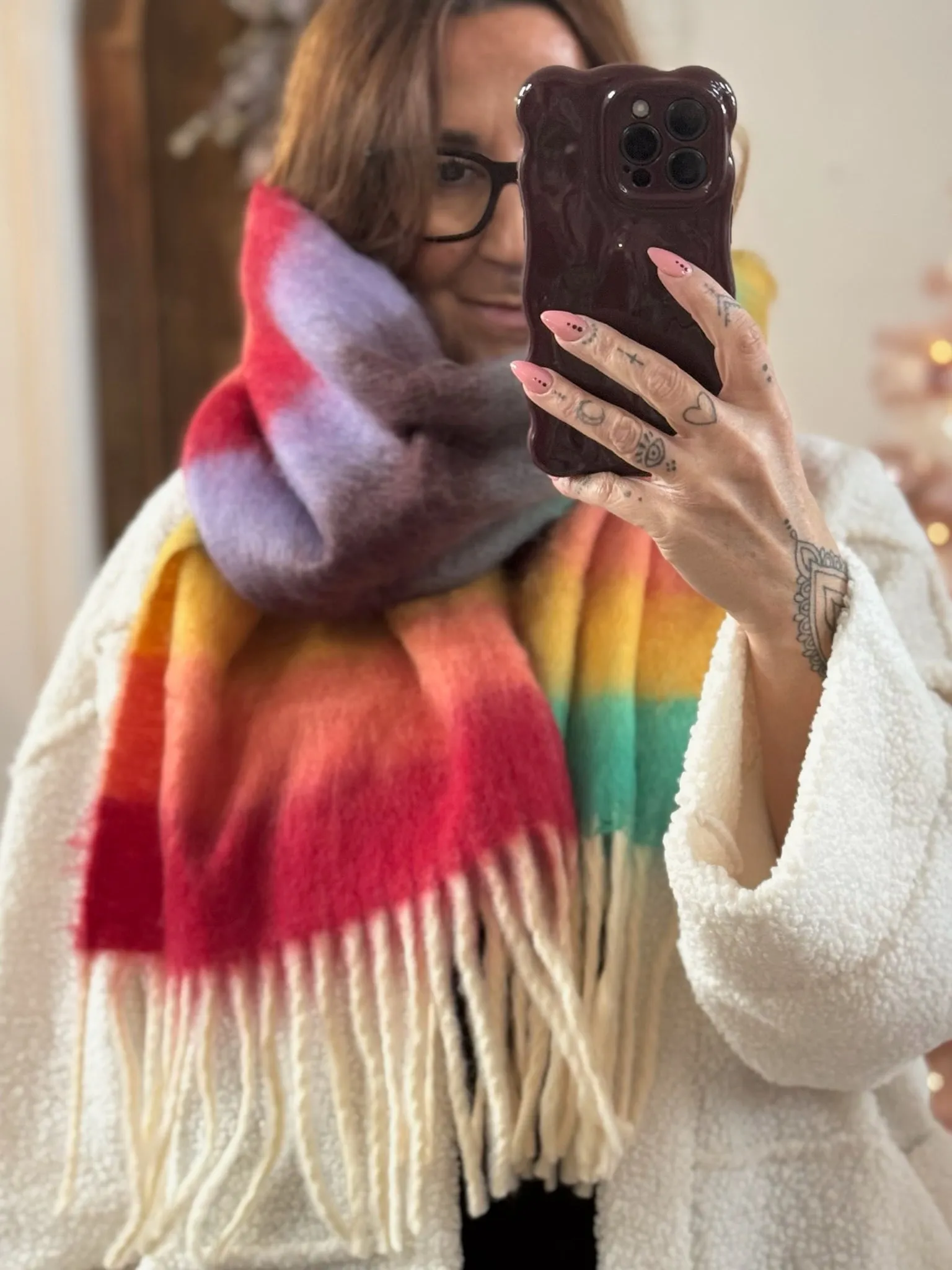 Super Soft Rainbow Bright Fluffy Scarf