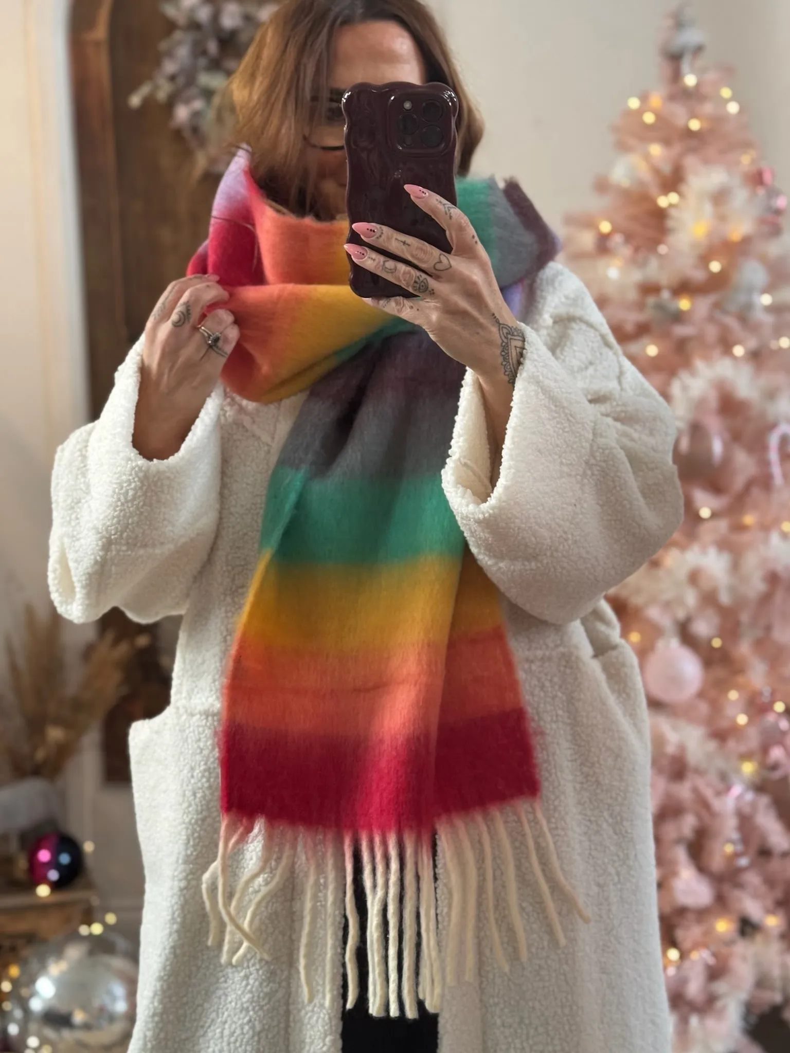 Super Soft Rainbow Bright Fluffy Scarf