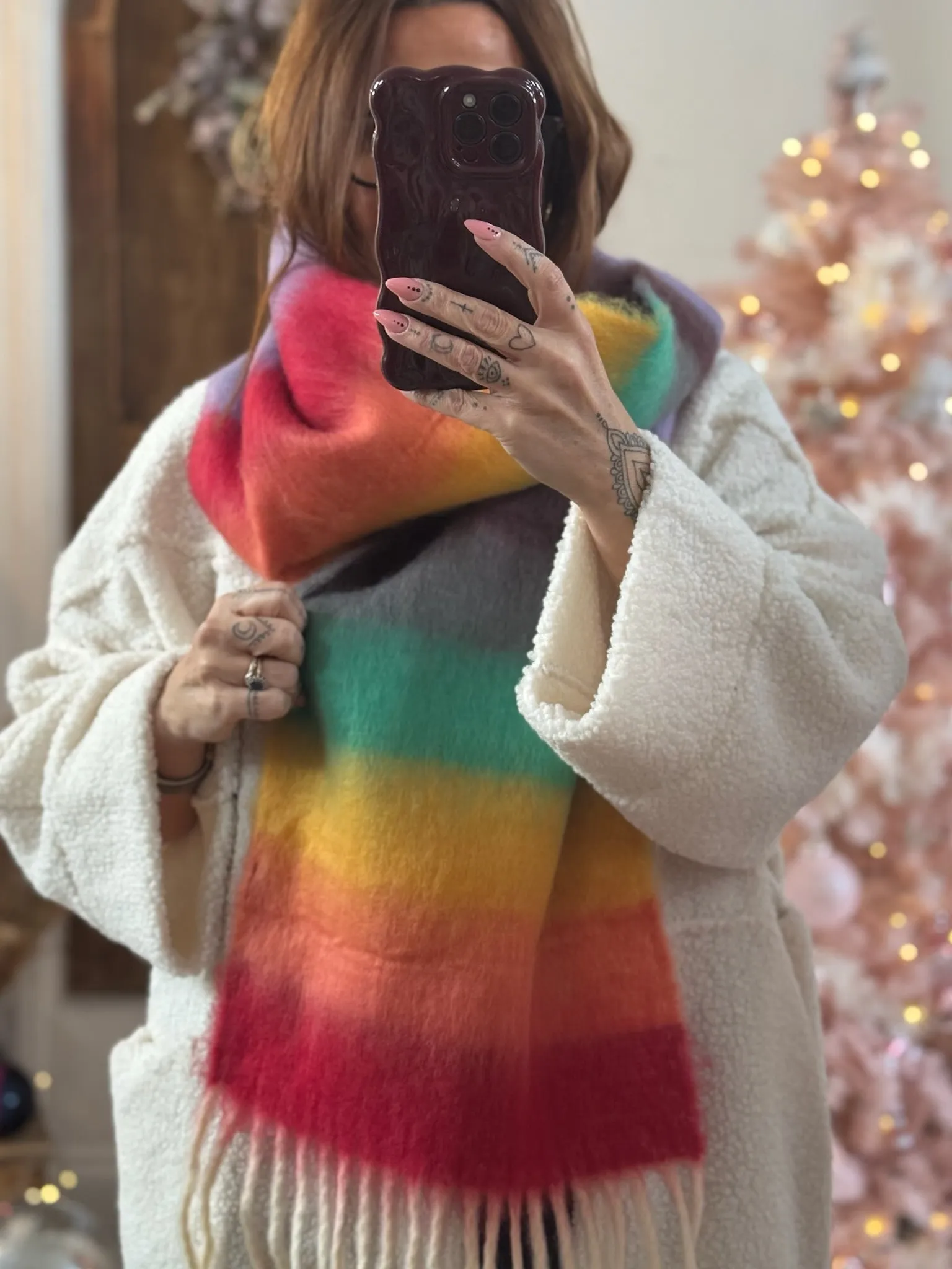 Super Soft Rainbow Bright Fluffy Scarf