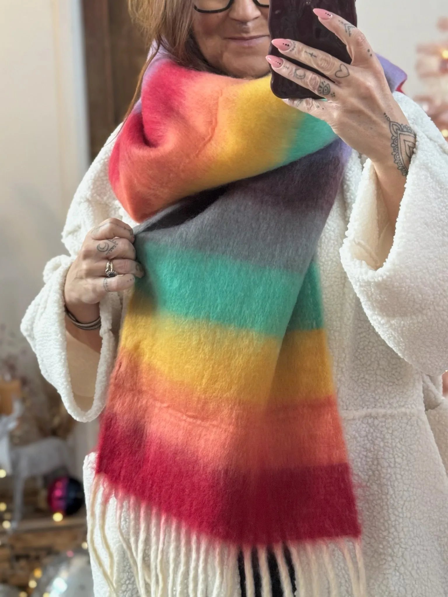 Super Soft Rainbow Bright Fluffy Scarf