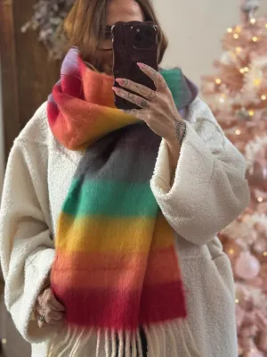 Super Soft Rainbow Bright Fluffy Scarf