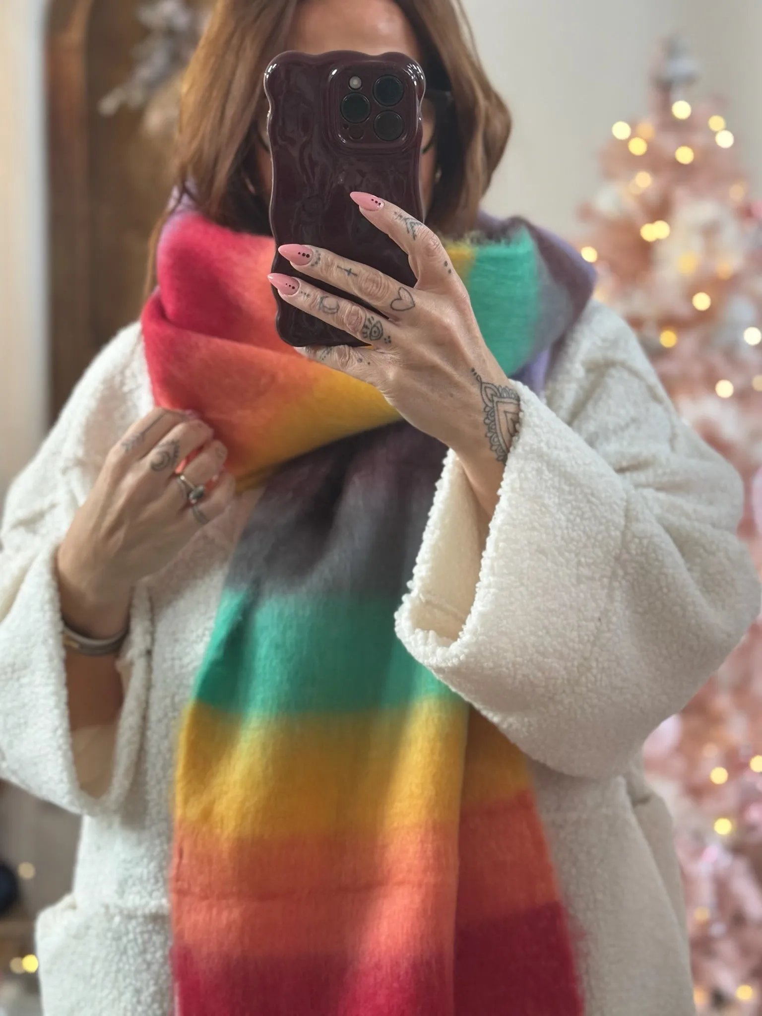 Super Soft Rainbow Bright Fluffy Scarf