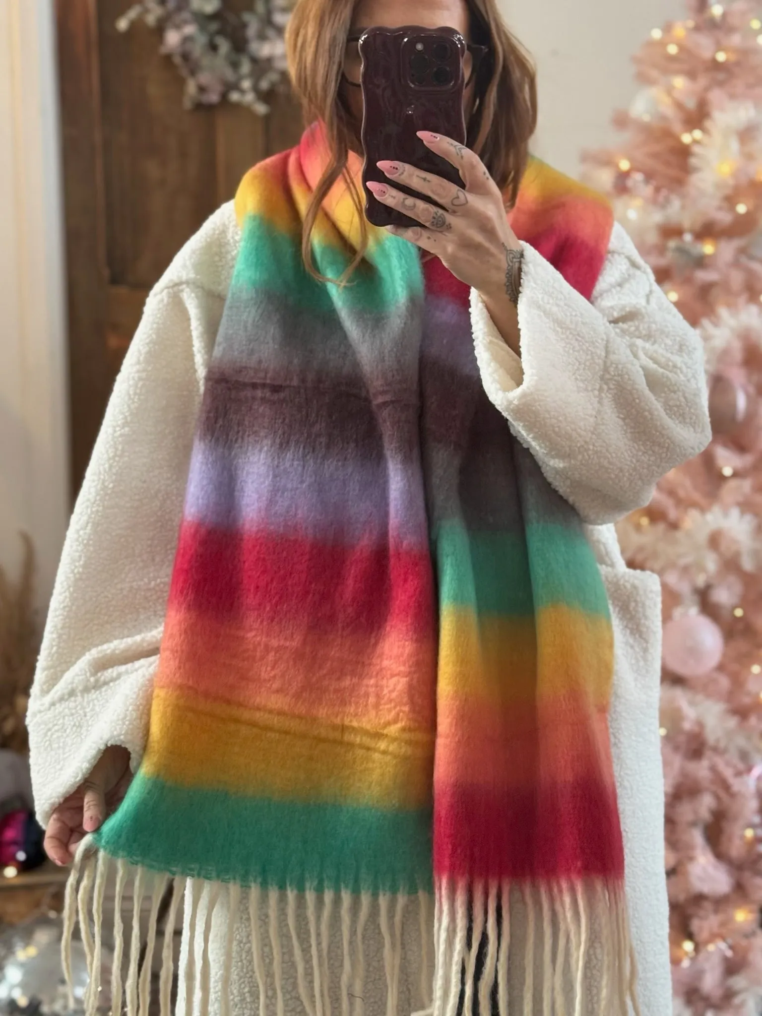 Super Soft Rainbow Bright Fluffy Scarf