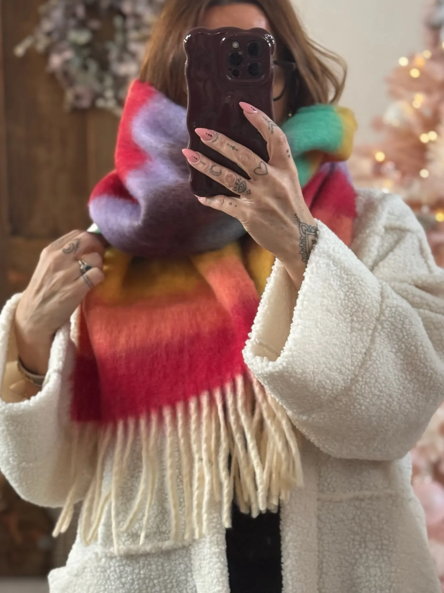 Super Soft Rainbow Bright Fluffy Scarf