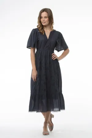 V-neck Navy Dress - Tabitha Dress