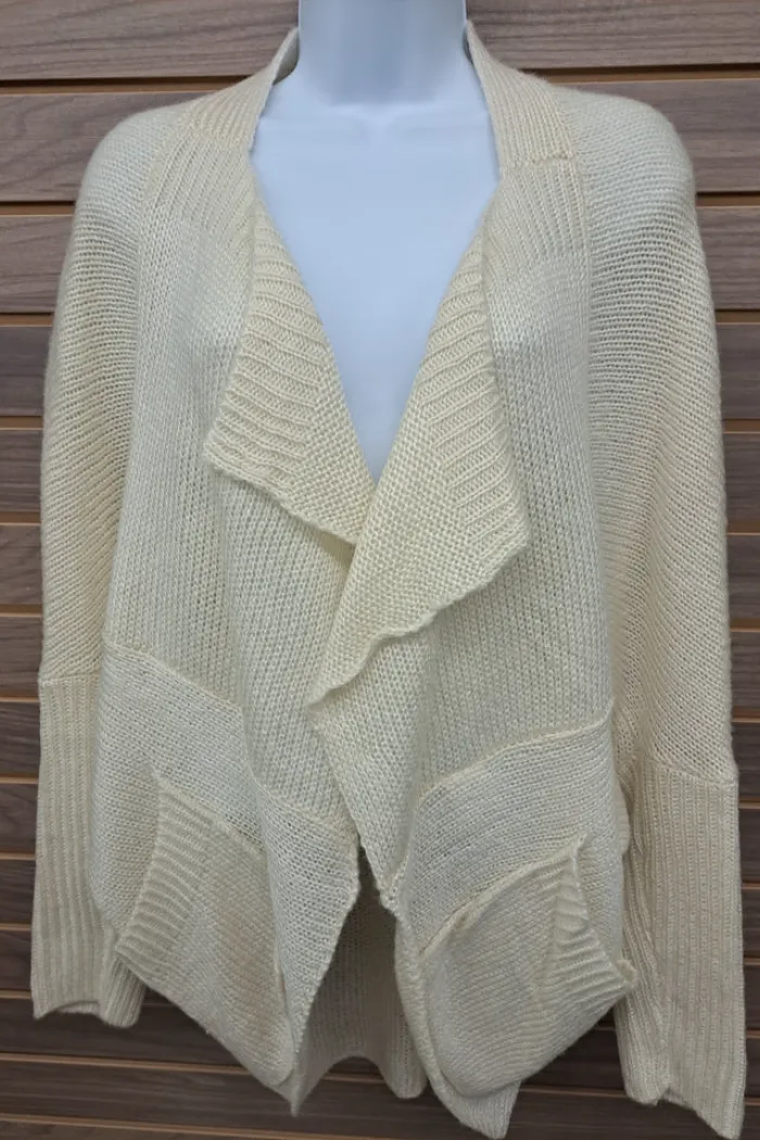 Wrap Sweater Pockets Ivory