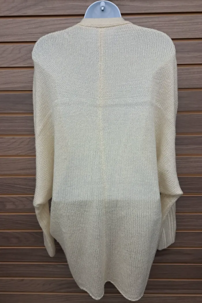 Wrap Sweater Pockets Ivory